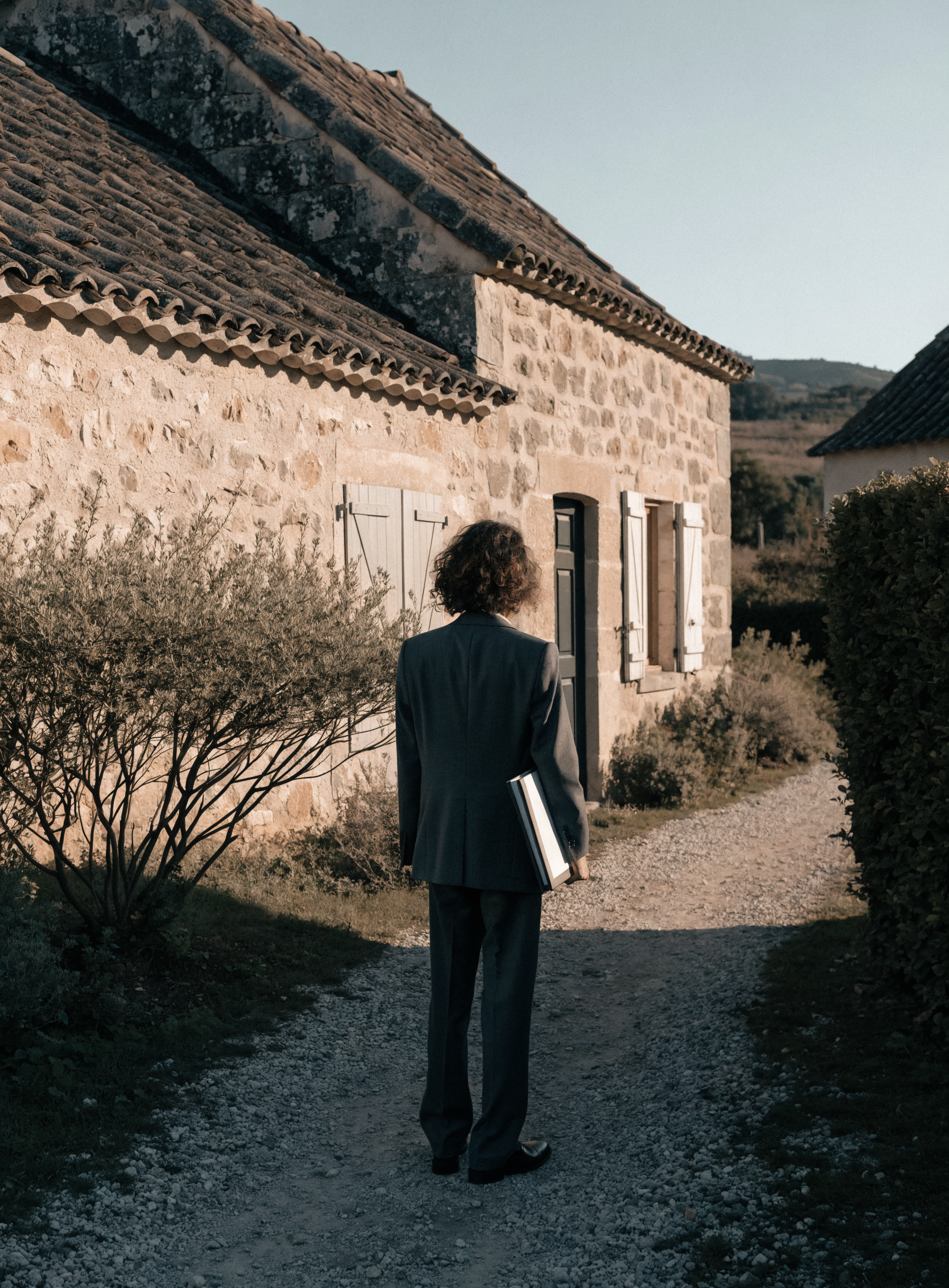 Expert bâtiment indépendant devant une maison en pierre dans le Gard