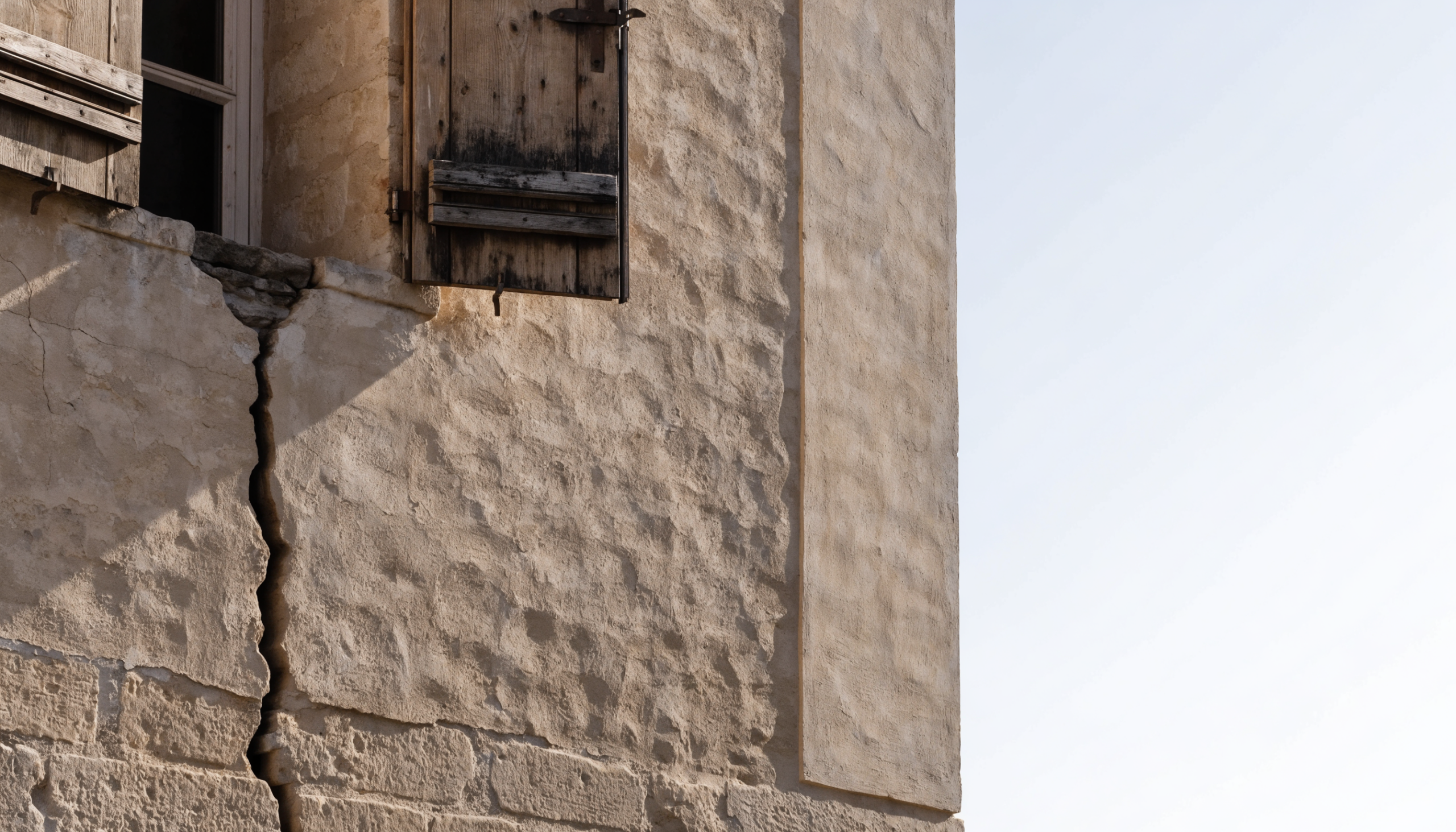 Fissure verticale sur la facade d'une maison dans le Gard
