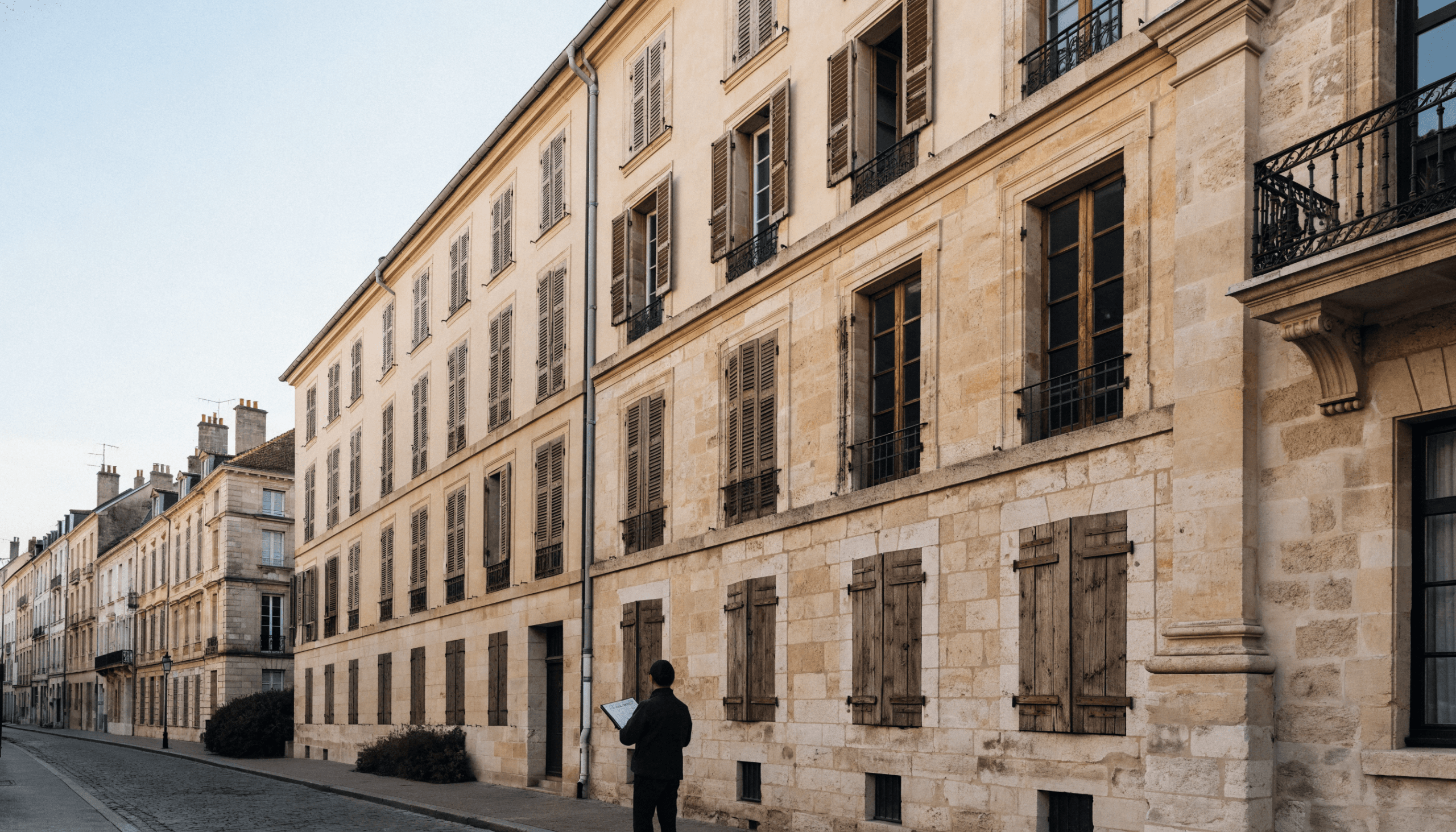 Expert bâtiment Exam Groupe devant une façade dans le Gard