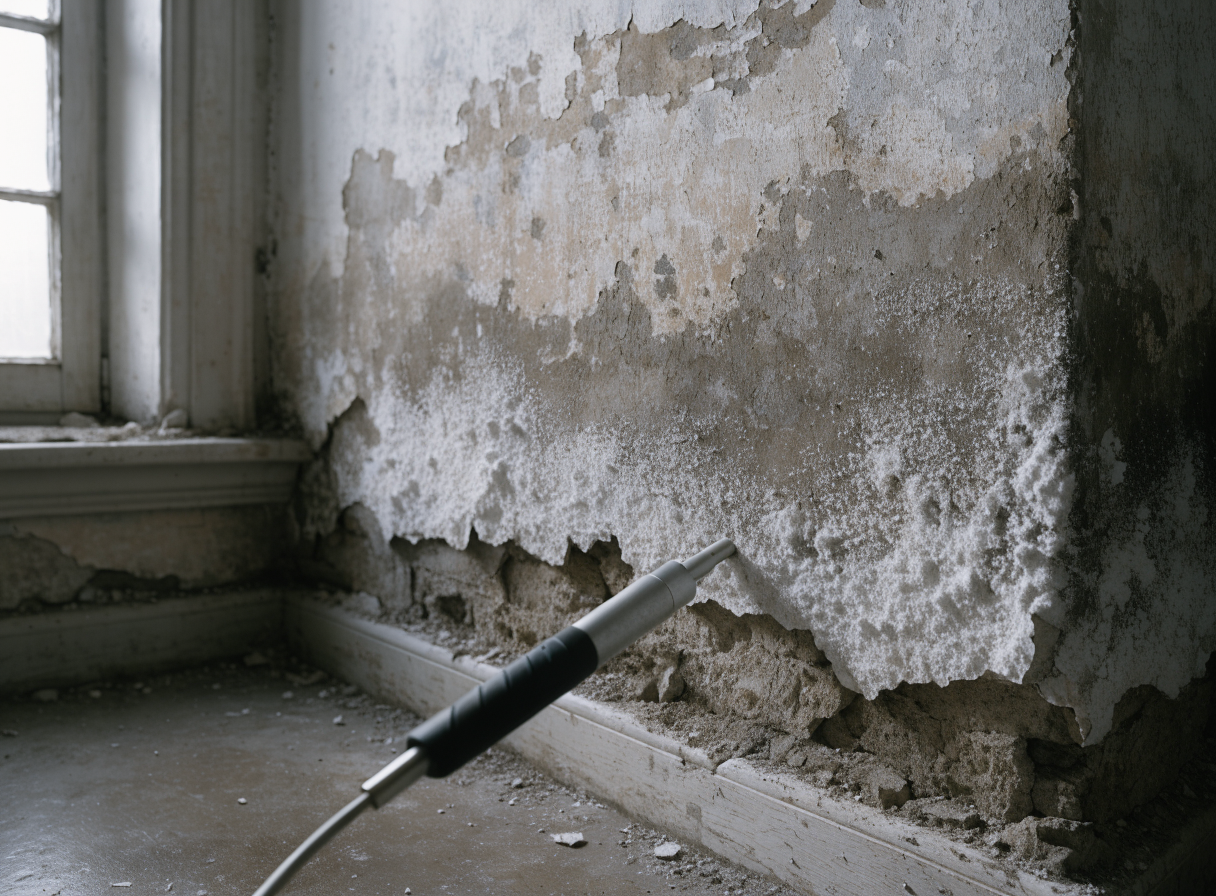 Remontées capillaires et humidité sur un mur intérieur